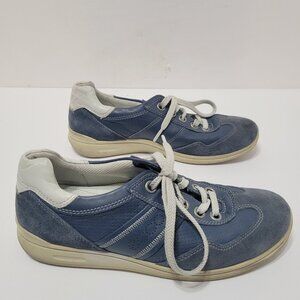Ecco Blue Leather Casual Shoes - Womens 7/7.5 (38 EUR)